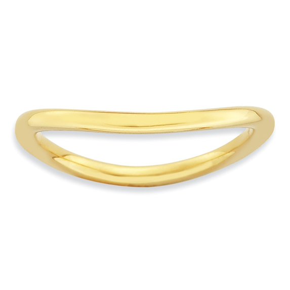 1.5mm Sterling Silver Stackable Polished Gold-FlashedWave Ring - 1.8 Grams - Size 7