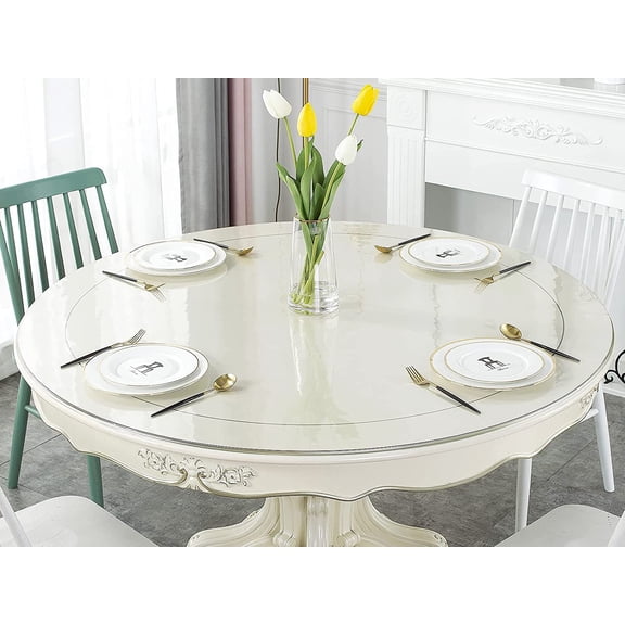 1.5mm Thick 36 Inches Clear Round Table Protector, Round Table Cover, Tablecloth Protector, Table Protector for Dining Room Table & Office