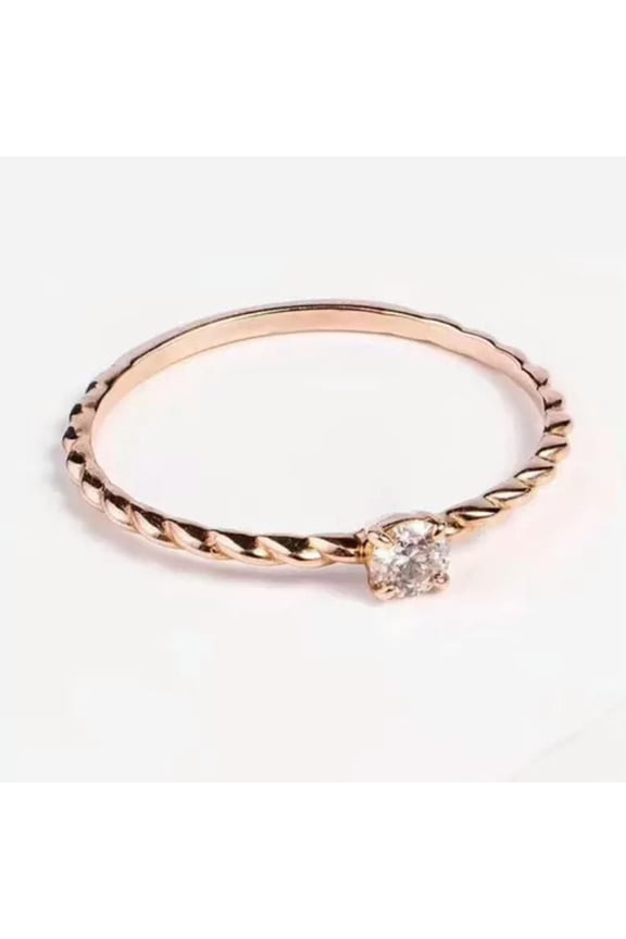 1.5mm Twisted Rope Silver/Gold/Rose Gold Cz Band 925 Silver Women Ring Sz 4-9.5