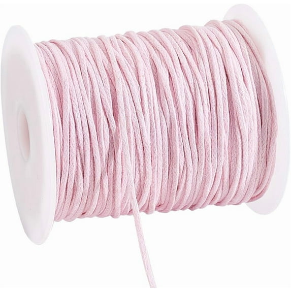 1.5mm Waxed Cord 100 Yards Pink Waxed Cotton Threads Wax Cord Waxed Beading Thread String Twine for DIY Bracelet Necklace String Dreamcatcher Jewelry Making Macrame Sewing Project Pink