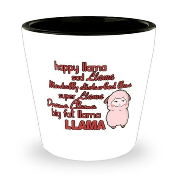 1.5oz Novelty Animal Shot Glass Happy Sad Mentally Disturbed Llama Design Meme Inspired Mini Glassware Unique Gift Idea for Lovers
