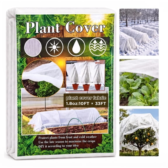MQJIAZHI 10ft×33ft 1.8oz Plant Covers Freeze Protection, Heavy Non-Woven Frost Cloth for Garden Rows Raised Beds Trees 今天 15:46