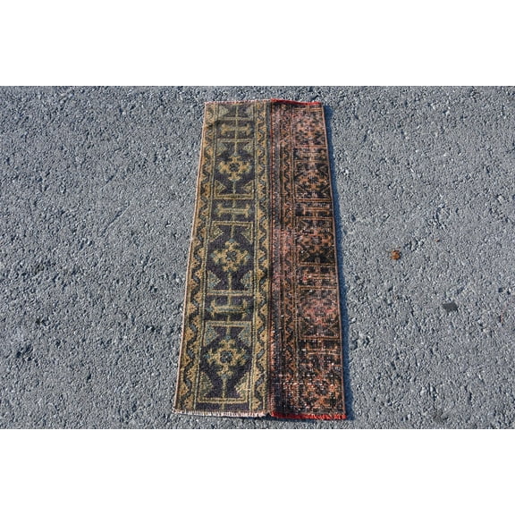 1.5x3.6 ft Small Rugs, Oushak Rug, Blue Colorful Rug, Turkish Rug, Rugs For Car Mat, Handwoven Entry Rug, Vintage Rug, Decorative Bathroom R