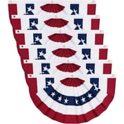 1.5x3 Ft American Flag Bunting Flags Outdoor, 6 Pack Patriotic Bunting Outdoor Red White and Blue Bunting, USA Pleated Fan Flag Half Fan Banner for Outside Home 4th of July Decorations