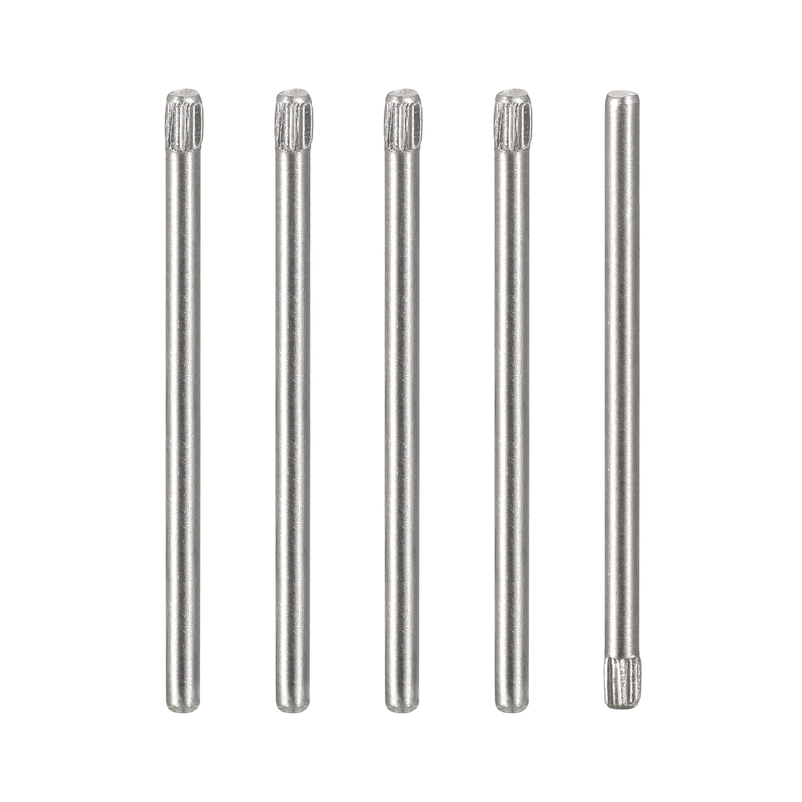 1.5x30mm 304 Stainless Steel Dowel Pins, 5 Pack Knurled Head Flat End