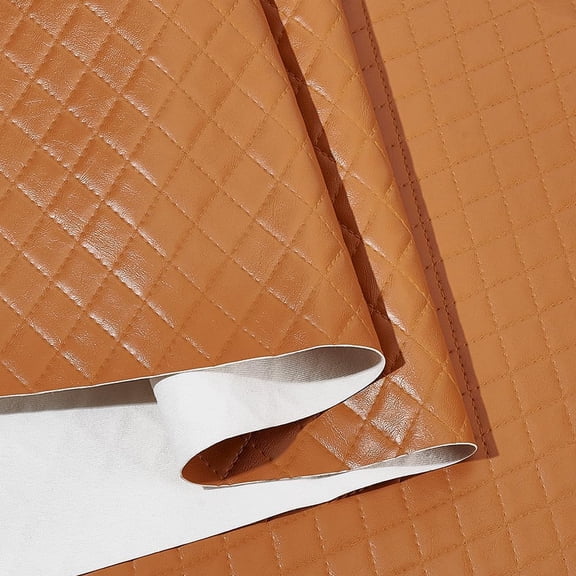1.5yard Diamond Quilted Pattern Leather Fabric 11.8inch Wide Soft Imitation Leather Material for Handbags Sofa Accessories and Craft Supplies Saddle Brown 0.8mm Thick making