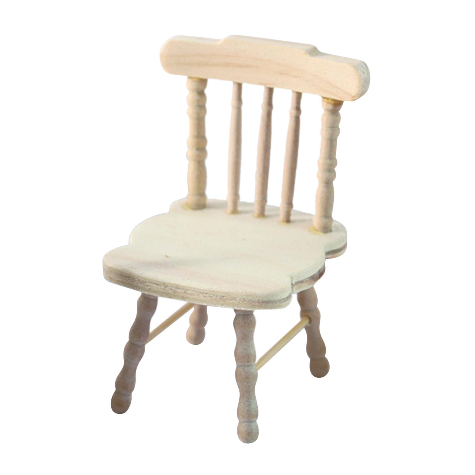 1 6 1 6 Dollhouse Furniture Accessories Mini Chair Wooden DIY Solid Handmade 1 12 1 6 Decoration Ornaments Doll House Set for Desktop Kids