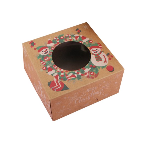 OAVQHLG3B 1/6 12 Pack Individual Pastry Boxes Christmas Baking Snack Box Packaging Paper Box Packaging Christmas Cake Packaging Gift Box for Bakery Supplies Kraft Dessert Containers for Muffins