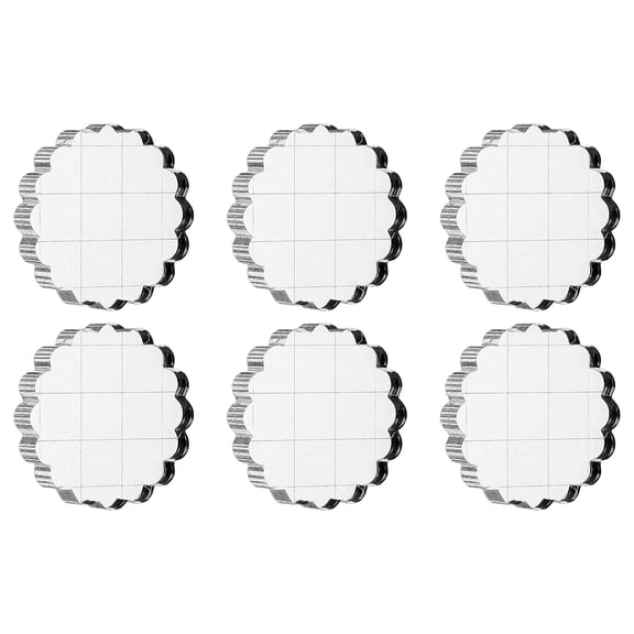 1.6" Acrylic Stamp Block, 6Pcs Clear Stamping Block with Grid Lines Decorative Mounting Blocks Round for Scrapbooking DIY Crafts Card Making