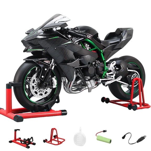1/6 Alloy Track Edition Diecast Motorcycle Model, Realistic Simulation Motorbike with Ignition, Lights, Sound & Dual Smoke Effects, Collectible Motorcycle Racing Gift for Adults