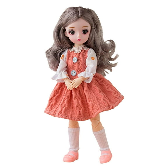 1/6 BJD Doll Jointed Doll, with Clothes Outfit Shoes Hands Toys, 12inch Ball Jointed Dolls , Christmas Gift , Orange