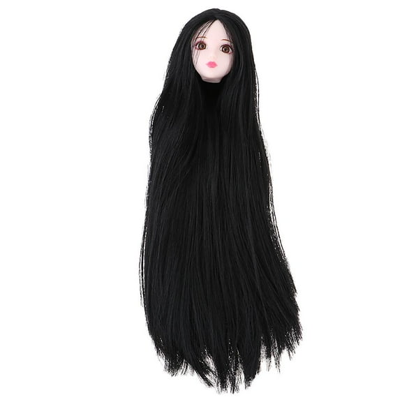 1/6 BJD Head Sculpt Facial With Black Long Hair Doll Custom Replacement Body Parts For MSD DIY Making