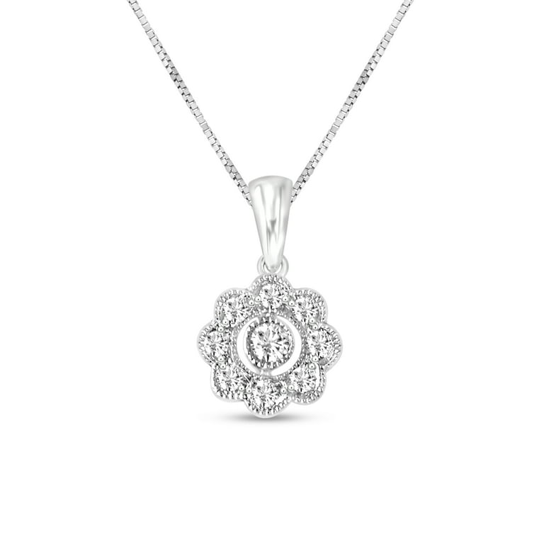 1 6 CT. T.W. Diamond Flower Frame Vintage Style Pendant in