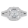 thumbnail image 1 of 1.6 CTW Princess Diamond Split Shank Princess Halo Engagement Ring in 18K White Gold with Accents - Size 3.5, 1 of 1