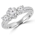 thumbnail image 1 of 1.6 CTW Round Diamond Three Stone Engagement Anniversary Ring in 14K White Gold, Size 8.5, 1 of 1
