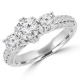 thumbnail image 1 of 1.6 CTW Round Diamond Three Stone Engagement Anniversary Ring in 14K White Gold with Accents - Size 3.5, 1 of 1