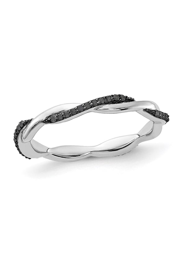 1/6 Carat (Ctw) Black Diamond Twist Ring Band in Sterling Silver
