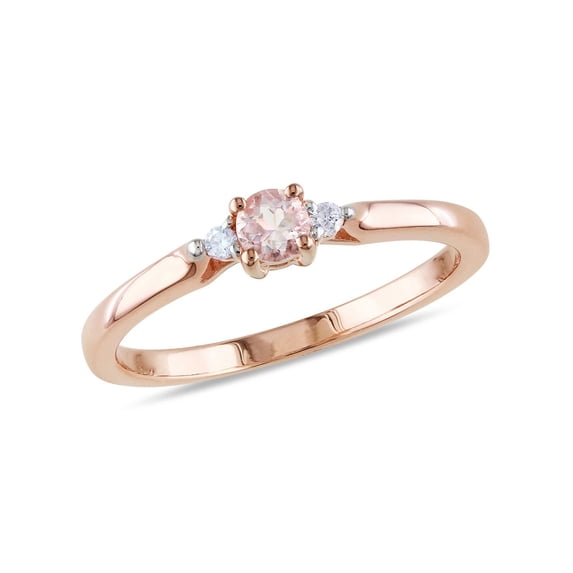 1/6 Carat (Ctw) Morganite Ring in Rose Pink Sterling Silver with Accent Diamonds for Women