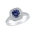 thumbnail image 1 of AFFY 1.6 Carat (Ctw) Simulated Tanzanite & White Natural Diamond Cluster Engagement Ring In 14k Solid White Gold Ring Size-8, 1 of 1