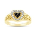 thumbnail image 1 of 1/6 Carat Round Cut Black And White Natural Diamond Heart Frame Engagement Promise Ring In 14k Yellow Gold Over Sterling Silver (0.17 Cttw, I2-I3 Clarity) Ring Size-11, 1 of 3