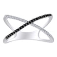 thumbnail image 1 of AFFY 1/6 Carat Round Cut Black & White Natural Diamond Criss Cross Ring In 10K Solid White Gold-Ring Size-5, 1 of 1