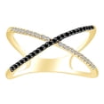 thumbnail image 1 of AFFY 1/6 Carat Round Cut Black & White Natural Diamond Criss Cross Ring In 10K Solid Yellow Gold-Ring Size-7.5, 1 of 1