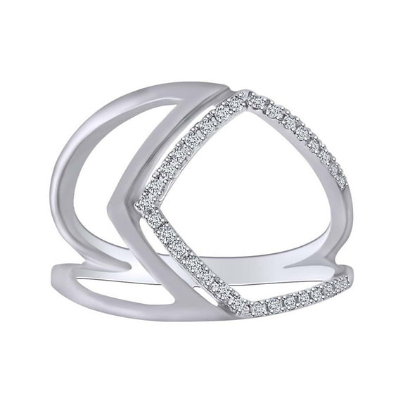 AFFY 1/6 Carat Round Cut White Natural Diamond Cocktail Band Ring In 10k Solid White Gold (0.17 Cttw)