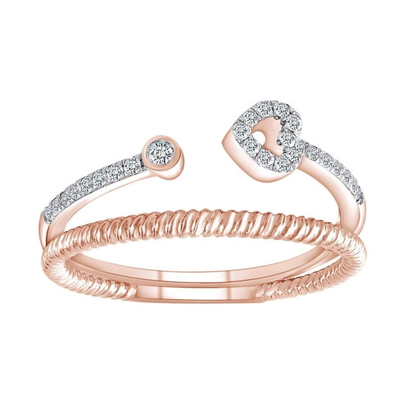 AFFY 1/6 Carat Round Cut White Natural Diamond Cocktail Ring In 10K Solid Rose Gold (0.17 Cttw) Ring Size-5.5
