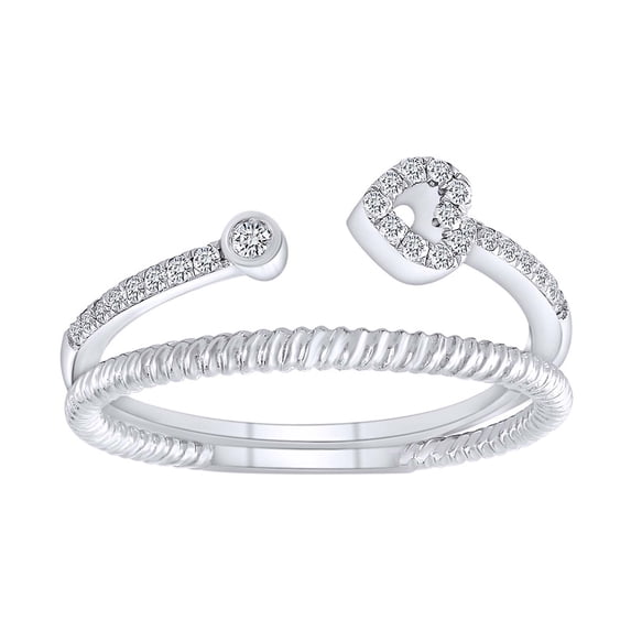 AFFY 1/6 Carat Round Cut White Natural Diamond Cocktail Ring In 10K Solid White Gold (0.17 Cttw) Ring Size-8