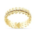 thumbnail image 1 of 1/6 Carat Round Cut White Natural Diamond Trendy Leaf Wedding Band Ring In 14K Yellow Gold Over Sterling Silver (Clarity : I2-I3, Color : I-J, 0.17 Cttw) Ring Size-6, 1 of 3