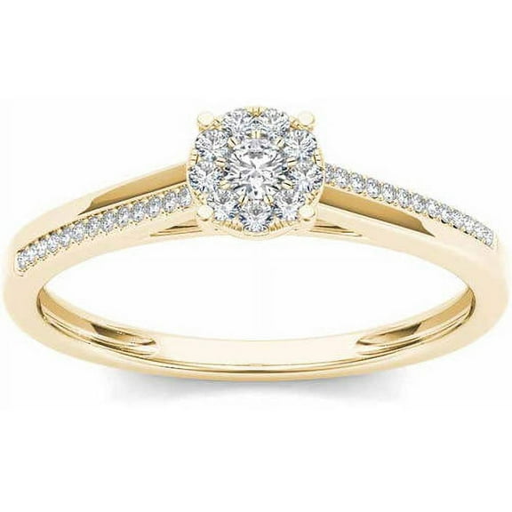 1/6 Carat T.W. Diamond 10kt Yellow Gold Cluster Engagement Ring
