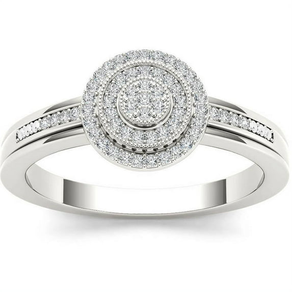 1/6 Carat T.W. Diamond Cluster Double Halo 10kt White Gold Engagement Ring