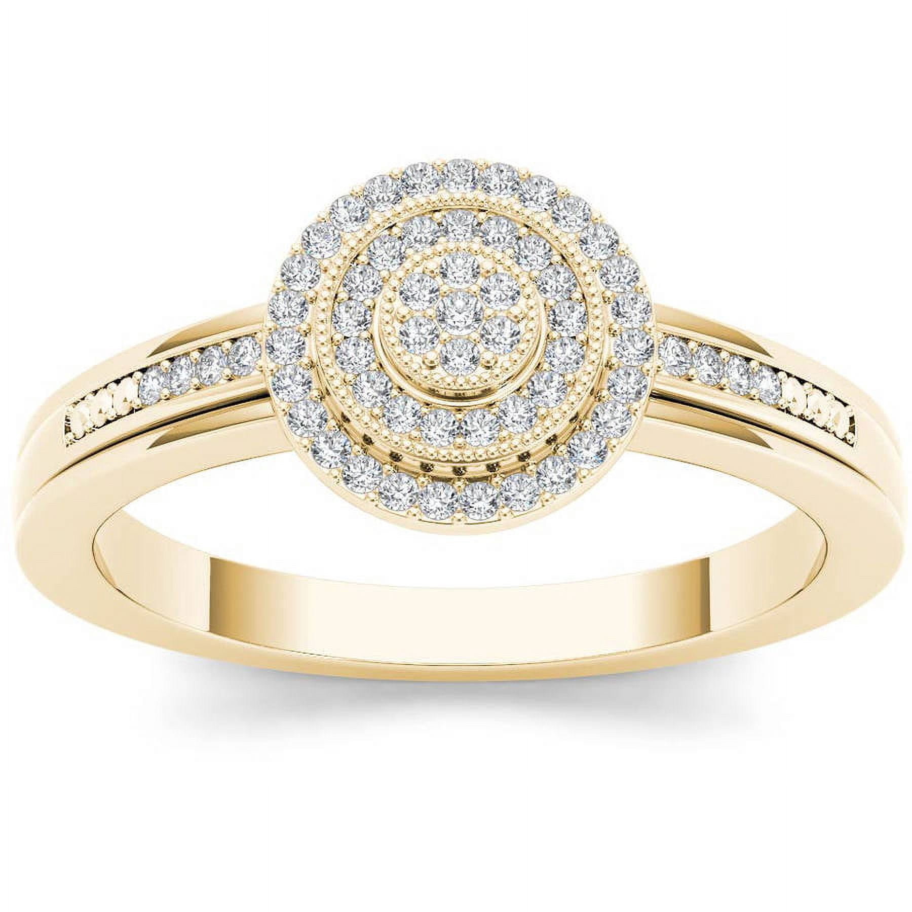 1/6 Carat T.W. Diamond Cluster Double Halo 10kt Yellow Gold Engagement Ring