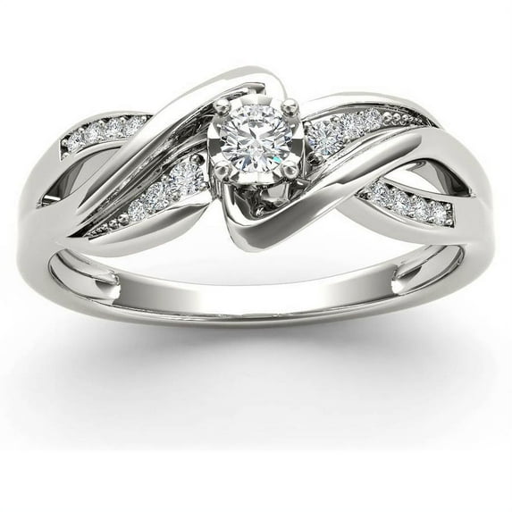 1/6 Carat T.W. Diamond Criss-Criss Shank 10kt White Gold Engagement Ring