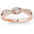 thumbnail image 1 of 1/6 Carat T.W. Diamond Cross Over Split Shank 10kt Rose Gold Engagement Ring, 1 of 5