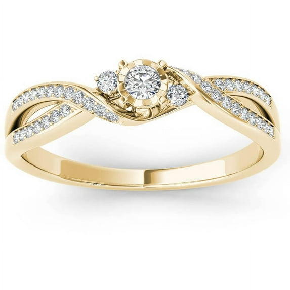 1/6 Carat T.W. Diamond Cross Over Split Shank 10kt Yellow Gold Engagement Ring