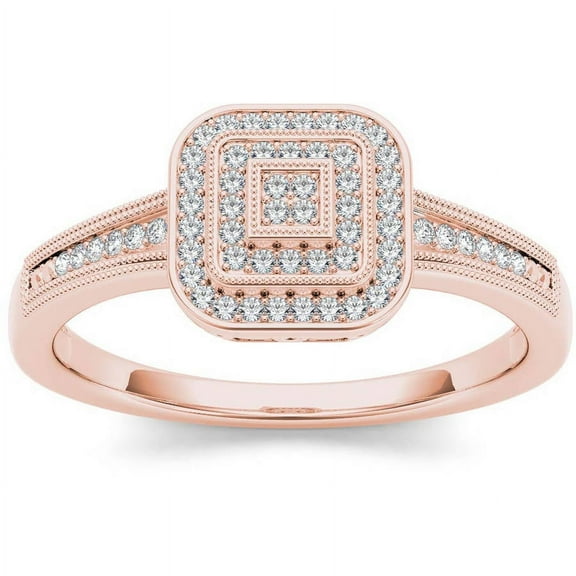 1/6 Carat T.W. Diamond Double Halo Cluster 10kt Rose Gold Engagement Ring