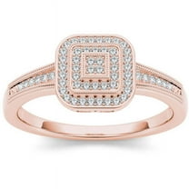 1/6 Carat T.W. Diamond Double Halo Cluster 10kt Rose Gold Engagement Ring