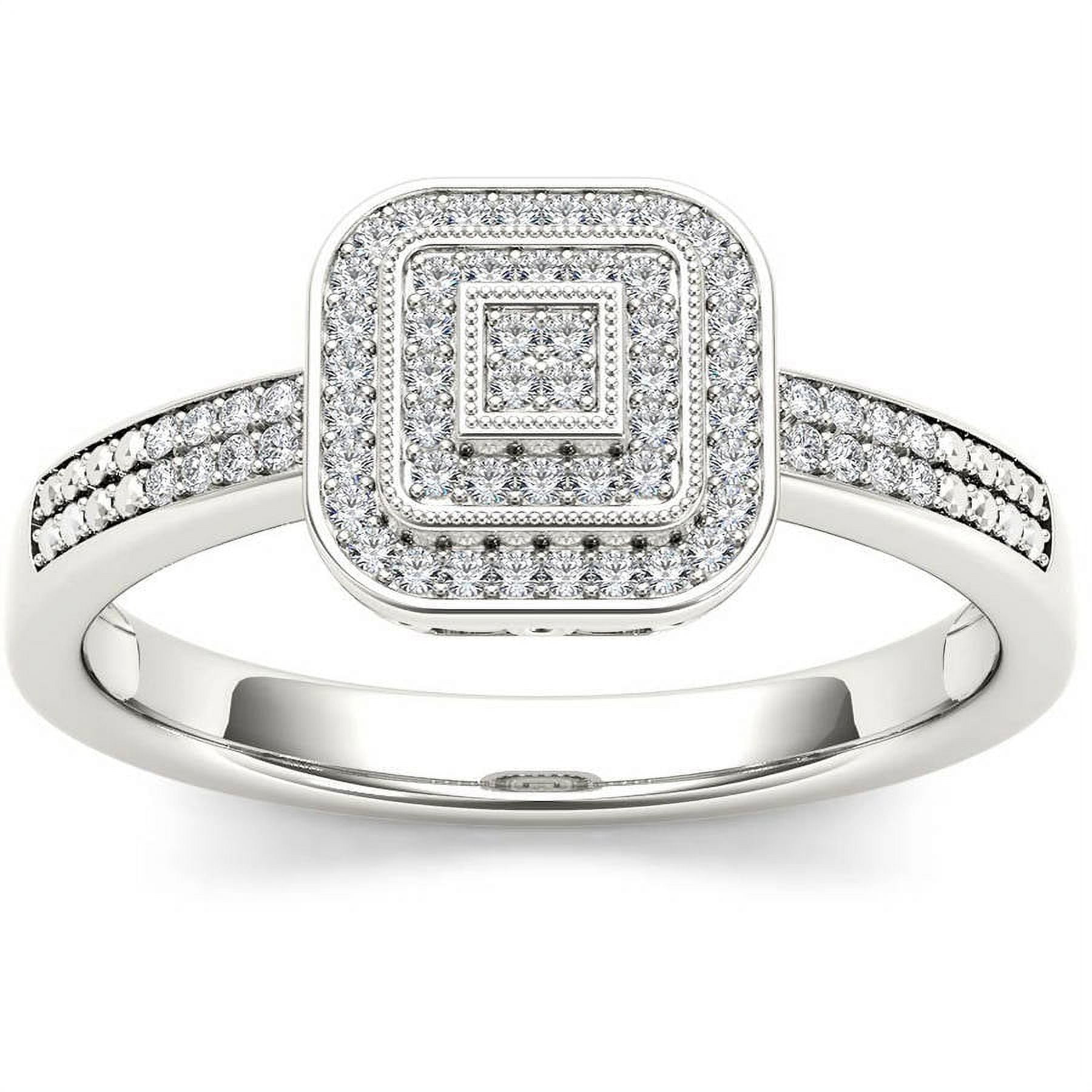 1/6 Carat T.W. Diamond Double Halo Cluster 10kt White Gold Engagement Ring