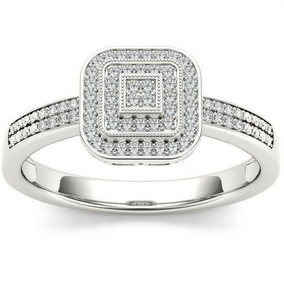 1/6 Carat T.W. Diamond Double Halo Cluster 10kt White Gold Engagement Ring