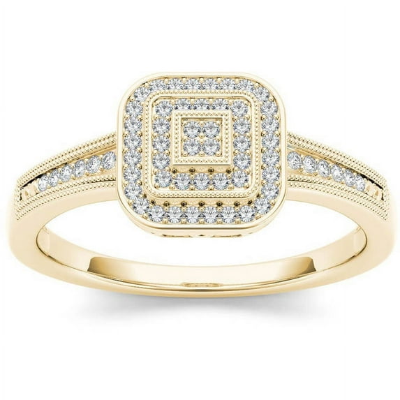 1/6 Carat T.W. Diamond Double Halo Cluster 10kt Yellow Gold Engagement Ring