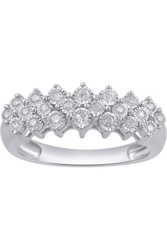 1/6 Carat T.W. Diamond Illusion Sterling Silver Pyramid Ring