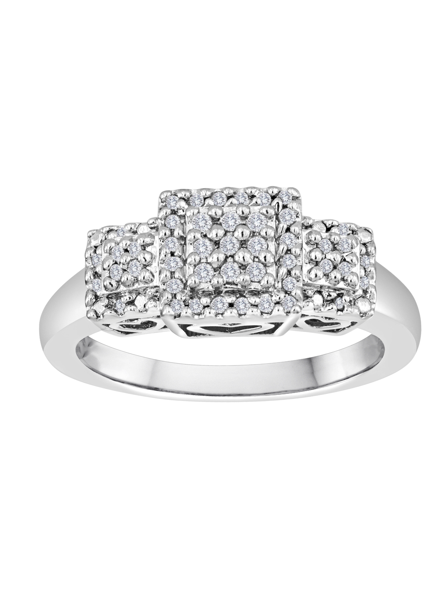 1/6 Carat T.W. Diamond Sterling Silver 3-Station Ring - image 1 of 3
