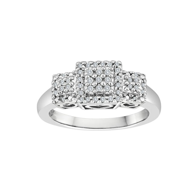 1/6 Carat T.W. Diamond Sterling Silver 3-Station Ring