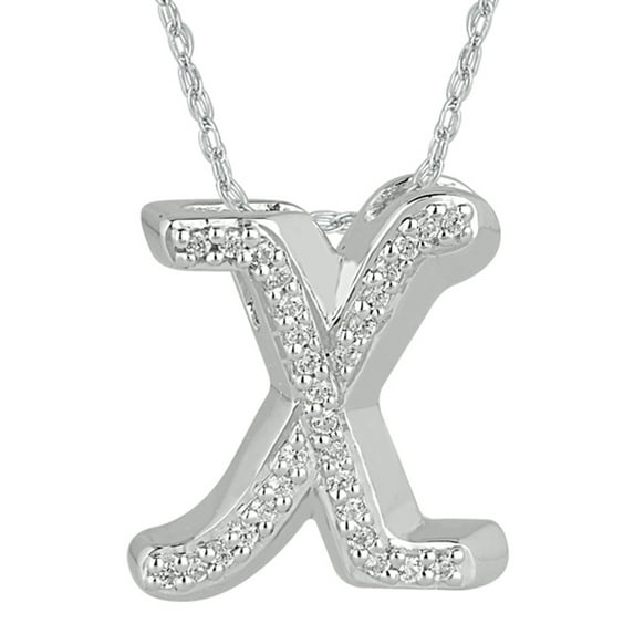 1/6 Carat T.W. Diamond Sterling Silver Initial Letter "A" Pendant. 18 Inch