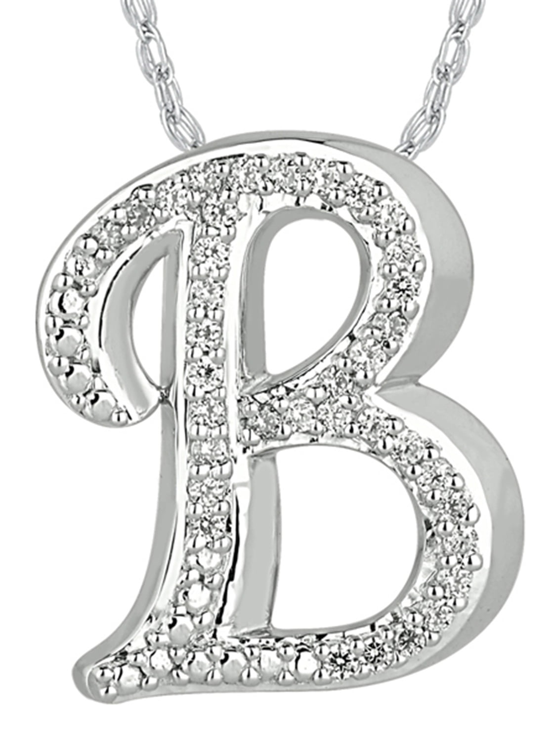1/6 Carat T.W. Diamond Sterling Silver Initial Letter "B" Pendant