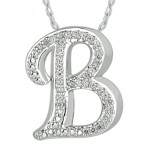1/6 Carat T.W. Diamond Sterling Silver Initial Letter "B" Pendant