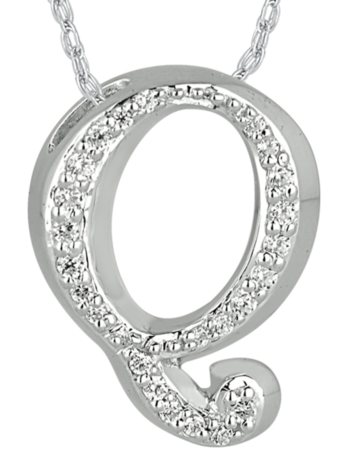 1/6 Carat T.W. Diamond Sterling Silver Initial Letter "Q" Pendant