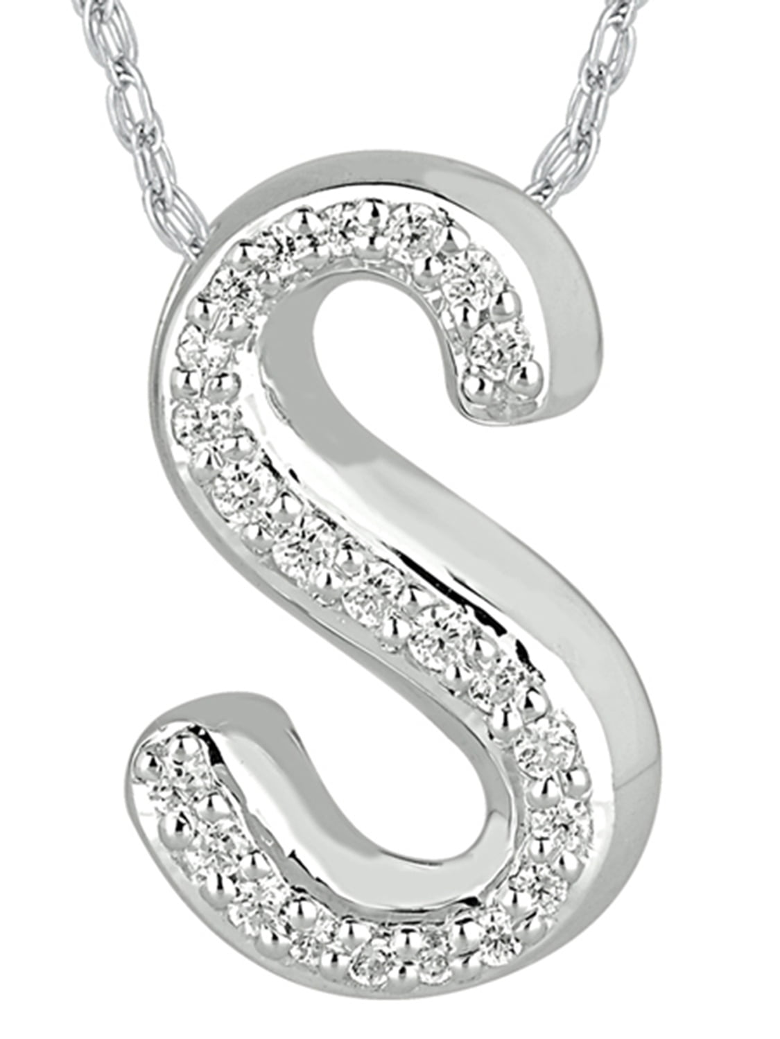 1/6 Carat T.W. Diamond Sterling Silver Initial Letter "S" Pendant