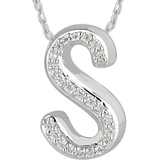 1/6 Carat T.W. Diamond Sterling Silver Initial Letter "S" Pendant